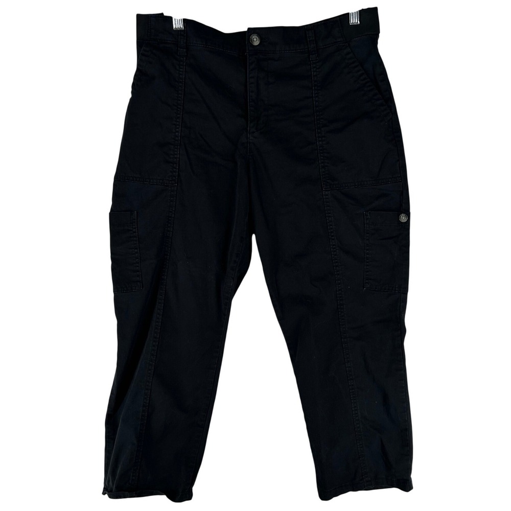 Lee Black Utility Pants Cargo Pockets Wide Waist Button/Zip Women's Size 14 Med